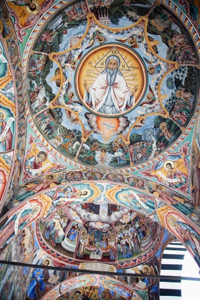Paintings by Zahari Zograf on the Outer Walls of the Rila Monastery, Blagoevgrad, Bulgaria by Unknown
